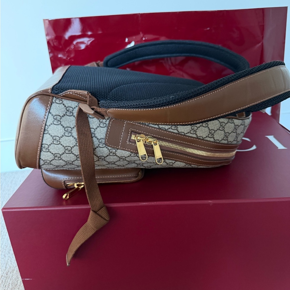 Gucci Beige and Brown Monogram Backpack - Picture 9 of 12